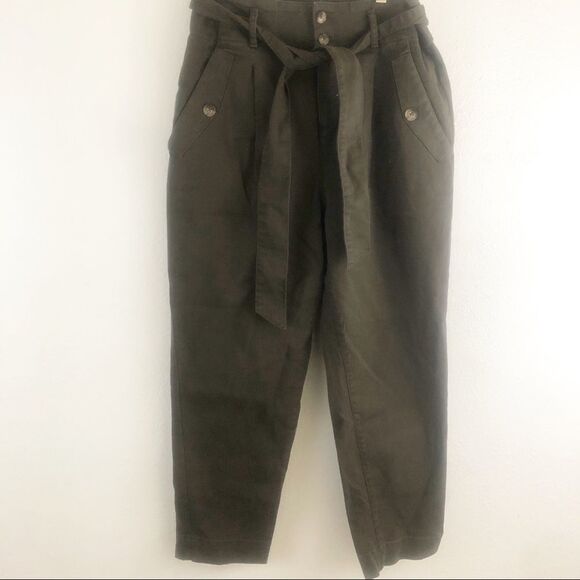 Loft olive green Tie Waist Slim Ankle Pants size 8 - Picture 2 of 6